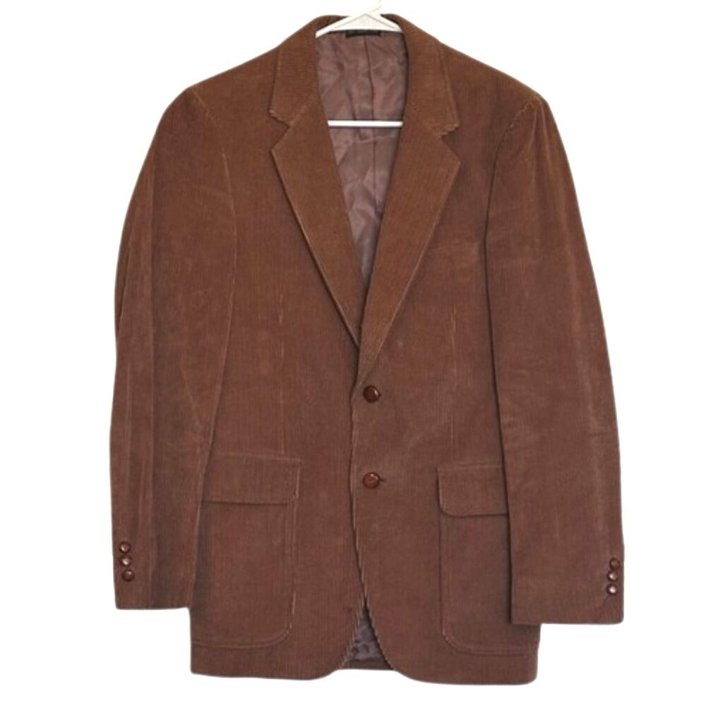 VTG Sears Corduroy Lapel Blazer Mens 37R Two Buttons Leisure Sport Coat Jacket